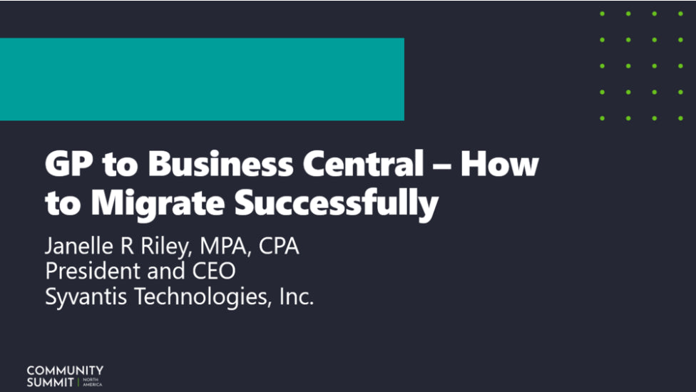 Webinar Recording: Dynamics GP to Business Central - How to Migrate Successfully