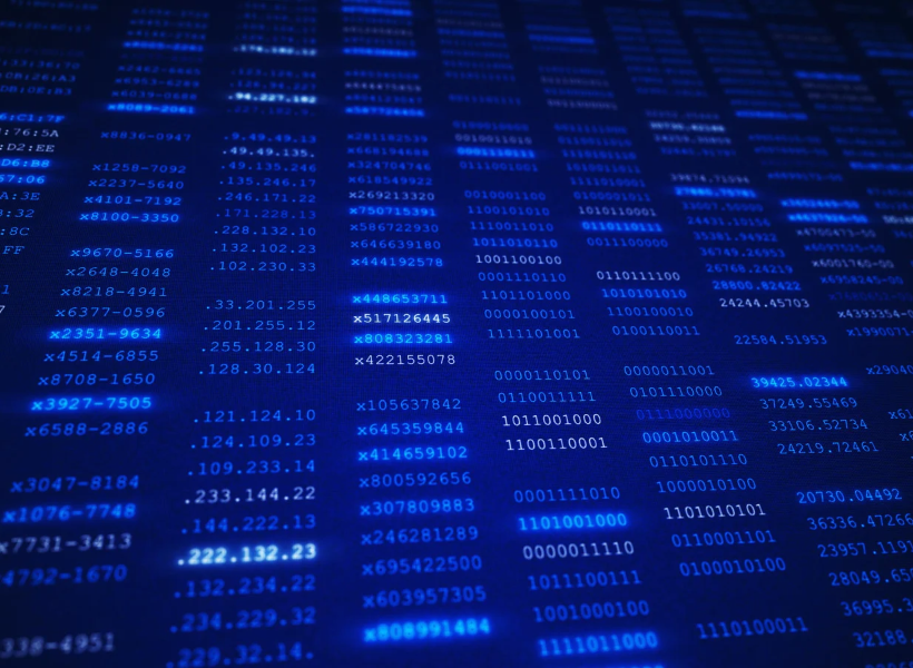 A row of digital numbers against a dark blue background, with some units glowing.