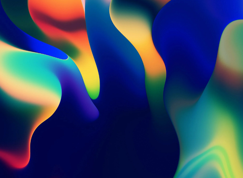 Blue, yellow, green and purple abstract design 