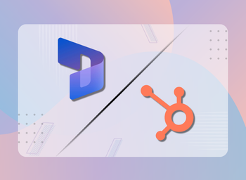 Top left: Dynamics 365 CRM icon. Bottom right: Hubspot icon.