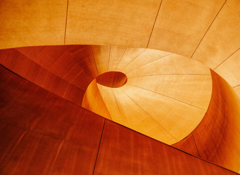 Orange circular abstract funnel design