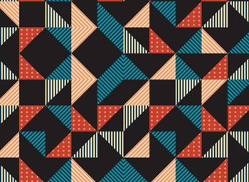 Abstract design with multiple colors including red, blue, yellow and green.