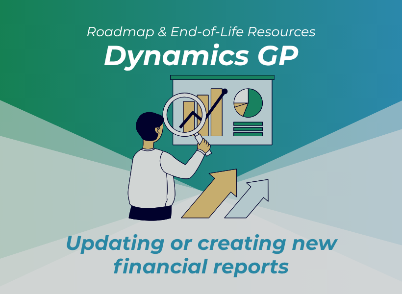 A green and blue image with a graphic of a person working on financial reports