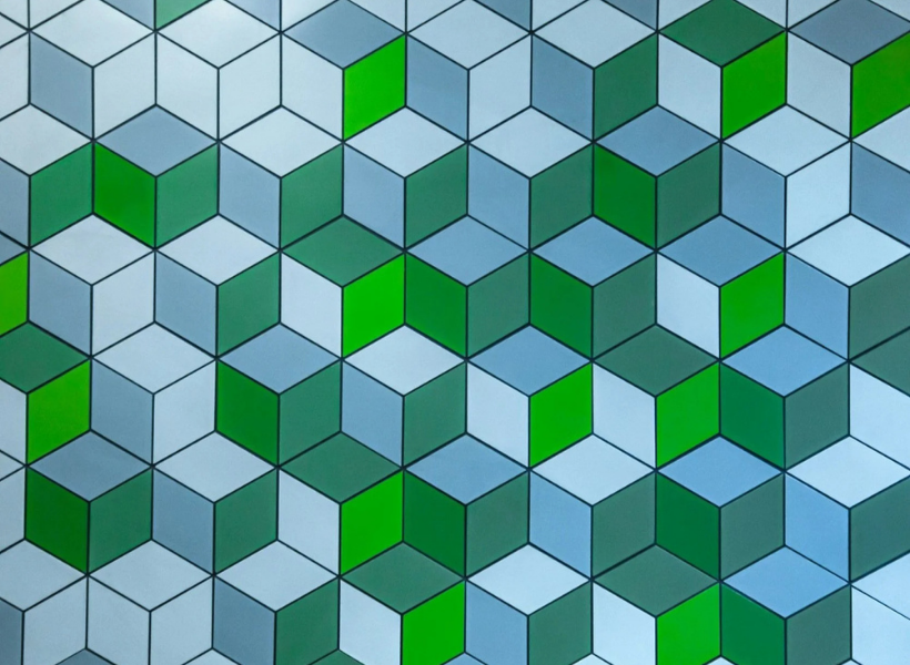 Green and blue abstract cubes