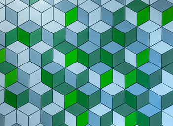 Green and blue abstract cubes