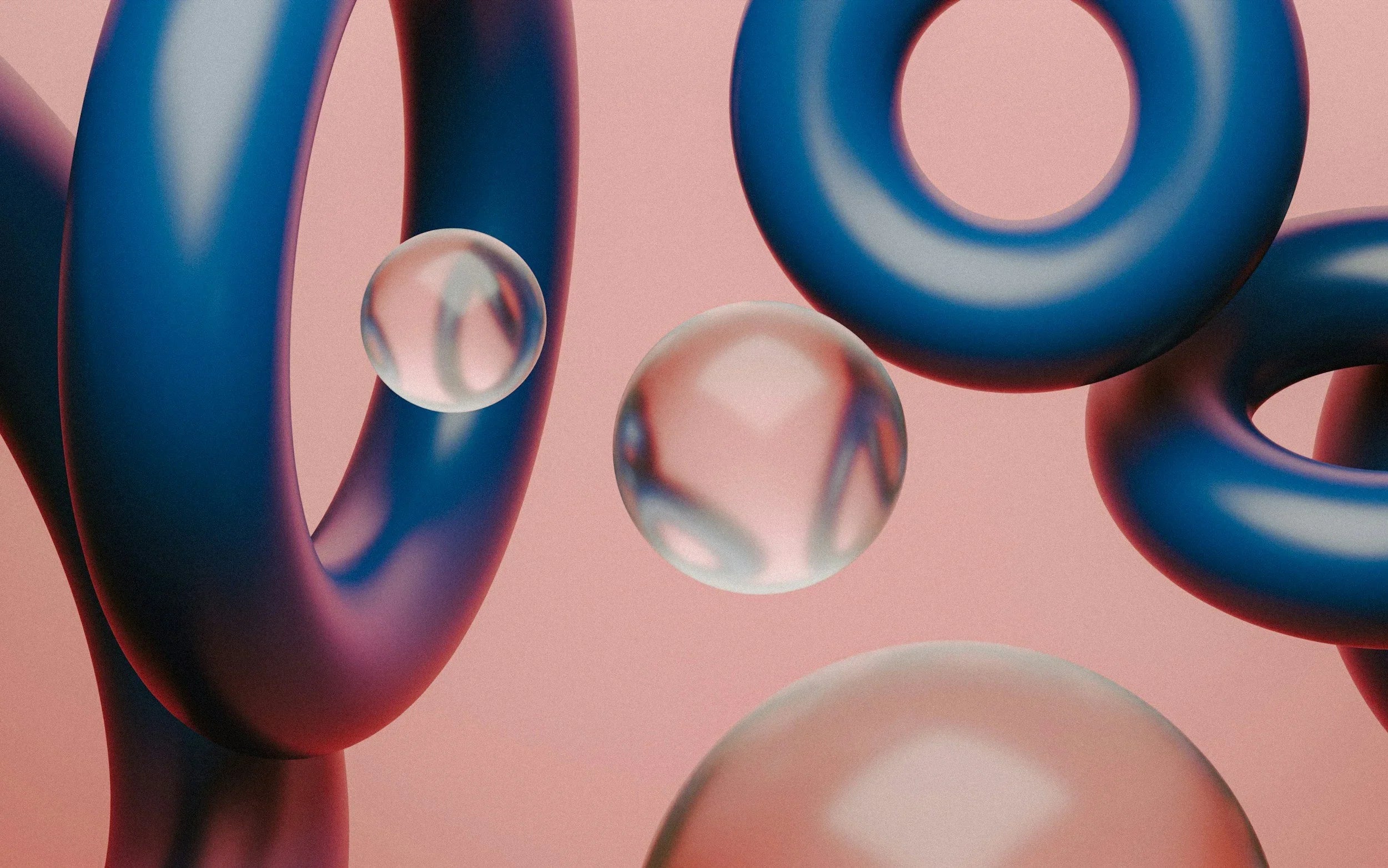 Pink and blue abstract circles and shapes