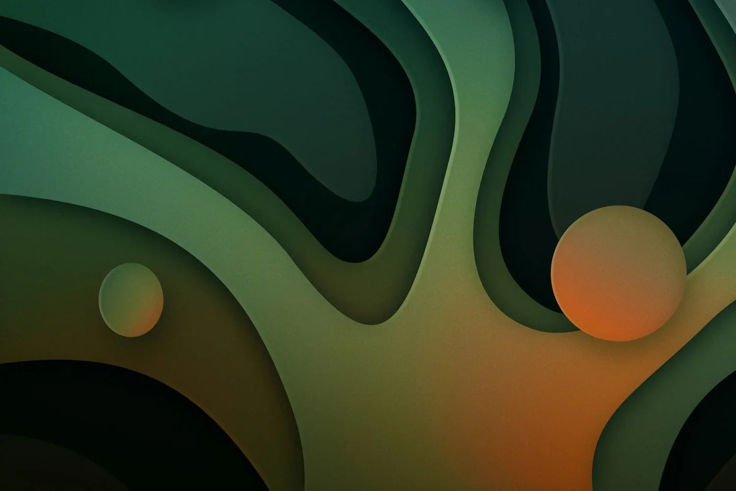 Green and orange abstract shapes